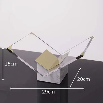 رف كتب أكريليك من DecorBites™، منظم بقاعدة رخامية، ديكور منزلي عصري، حامل مجلات