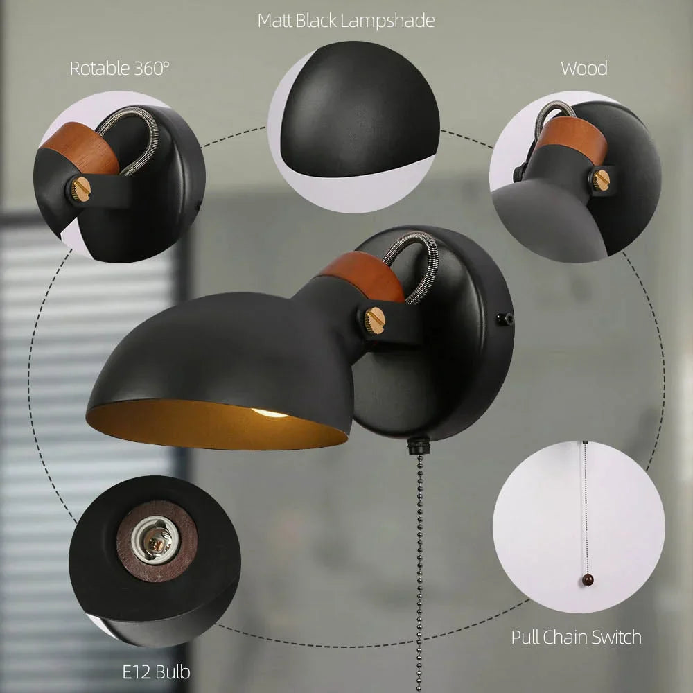 Aplique de pared LED DecorBites™ con interruptor, diseño nórdico para mesilla de noche, estudio o sala de estar