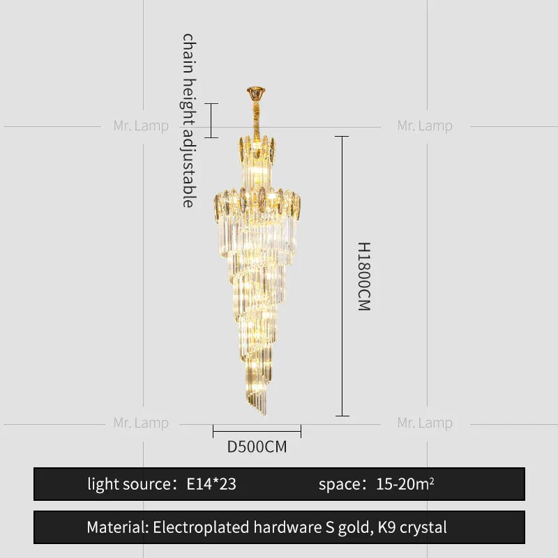 DecorBites™ Crystal Chandelier: Elegant minimalist duplex living room lighting with a touch of luxury.