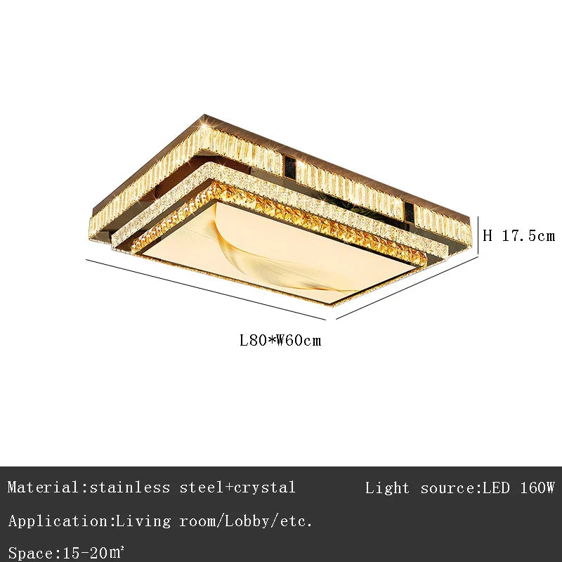 Decorbites™ Gold-Deckenleuchte | Moderne rechteckige Kristall-Leuchte für Schlafzimmer und Wohnzimmer