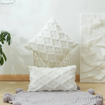 DecorBites™ Embroidered Diamond Cushion Cover for Modern Living Room Decor