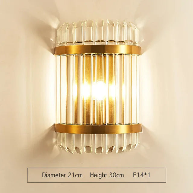 DecorBites™ Golden Crystal Wall Lamp: Elegant LED Sconce for Bedroom, Living Room, Bathroom