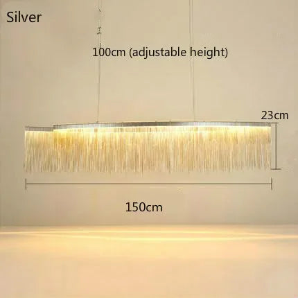 DecorBites™ LED Aluminum Tassel Chandelier: Modern Waterfall Pendant Light for Living Room, Hotel, Hall