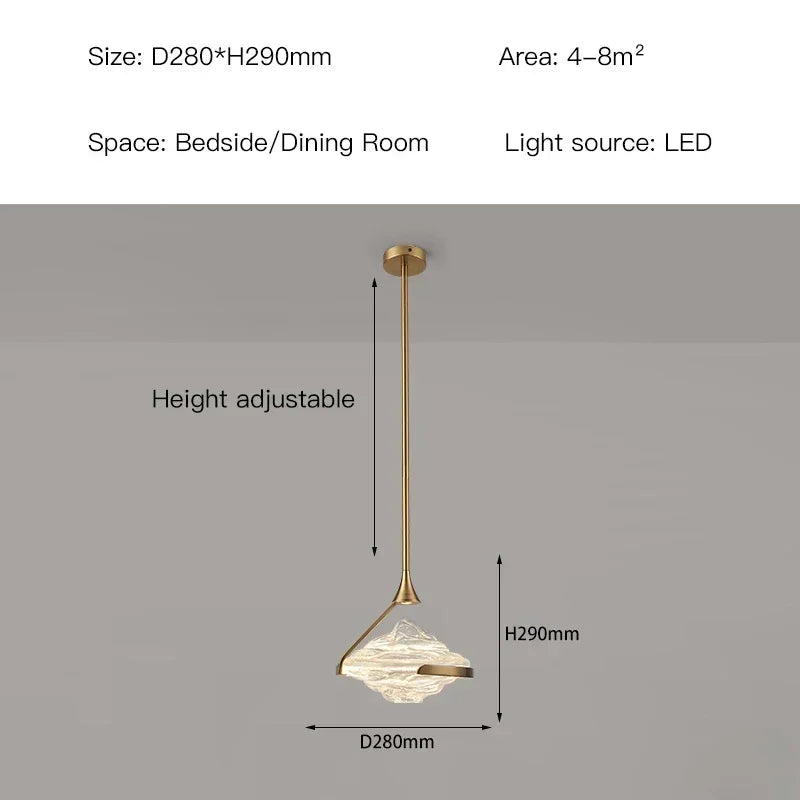 Lámpara colgante LED dorada DecorBites™: Estilo moderno y lujoso para dormitorio, sala de estar y comedor.