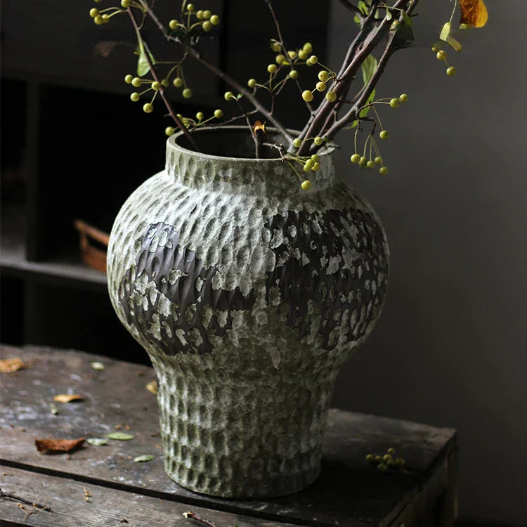 DecorBites™ Coarse Pottery Vase Chinese Retro Porcelain Floral Arrangement Home Decor