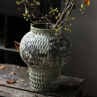 DecorBites™ Coarse Pottery Vase Chinese Retro Porcelain Floral Arrangement Home Decor