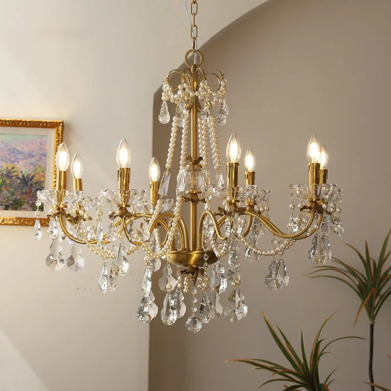 DecorBites™ Crystal Pendant Chandelier Foyer Light Luxury Candle Design Led Lamparas