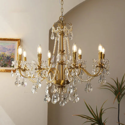 DecorBites™ Crystal Pendant Chandelier Foyer Light Luxury Candle Design Led Lamparas