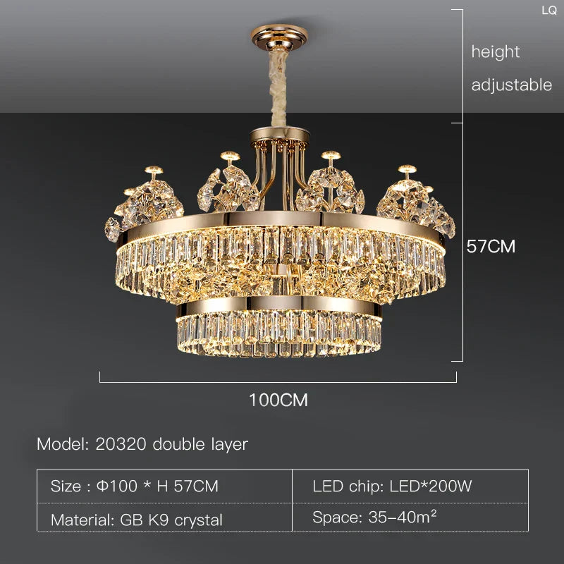 DecorBites™ Crystal Chandelier: Postmodern Light Luxury Double-Layer Pendant for Home Living Room