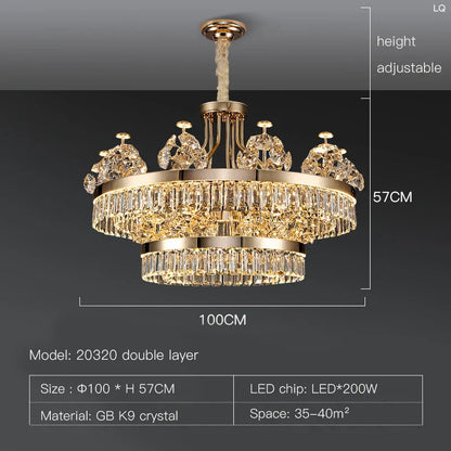 DecorBites™ Crystal Chandelier: Postmodern Light Luxury Double-Layer Pendant for Home Living Room