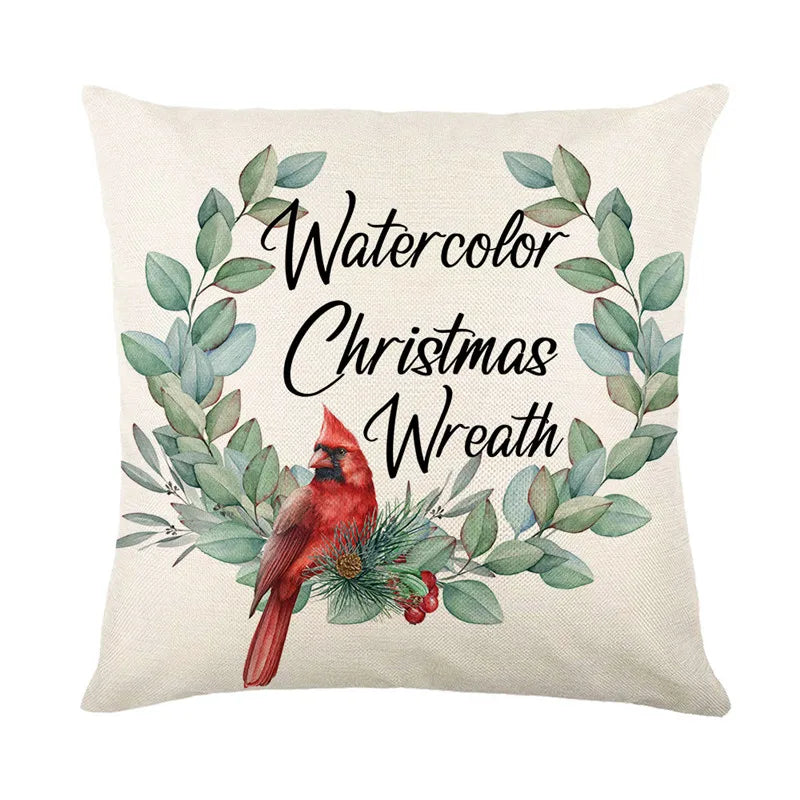 DecorBites™ Christmas Santa Claus Linen Pillowcase - Sofa Cushion Cover, Decorative Living Room Pillow Cover