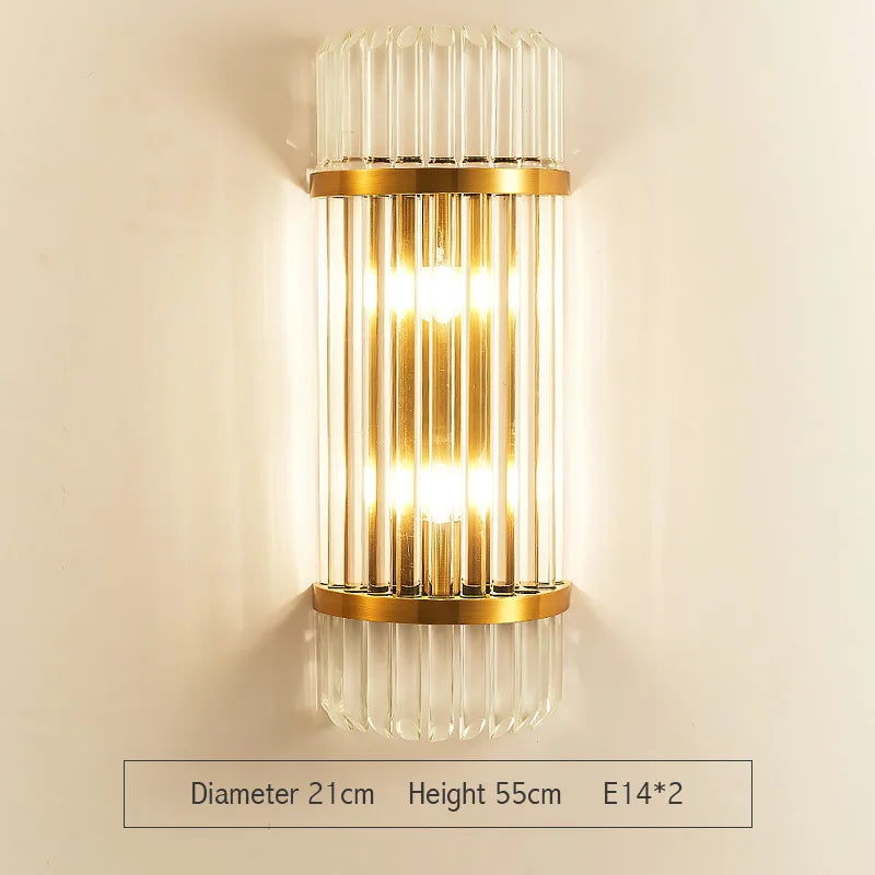 Luces de pared de cristal dorado Decorbites™: Aplique LED moderno para dormitorio, sala de estar y baño