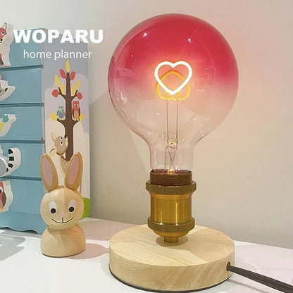 DecorBites™ Gradient Pink LED Filament Heart Light Bulb - E27 Dimmable Romantic Warm Light