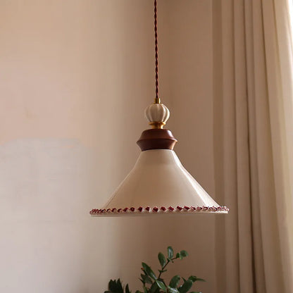 DecorBites™ LED Rose Flower Pendant Lamp Ceramic Wood Nordic Modern Hanging Light