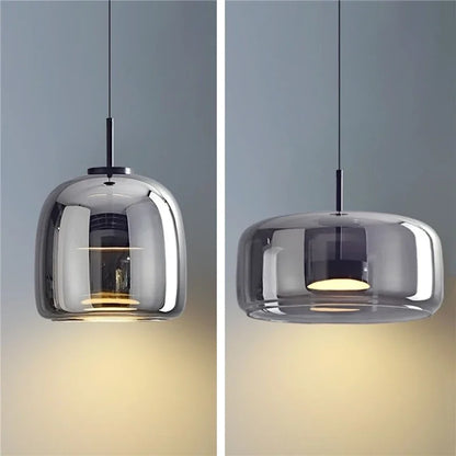 DecorBites™ Glass Bowl Chandelier: Modern Nordic LED Smoke Hanging Lamp for Dining Room, Bar - Indoor Decor Lighting