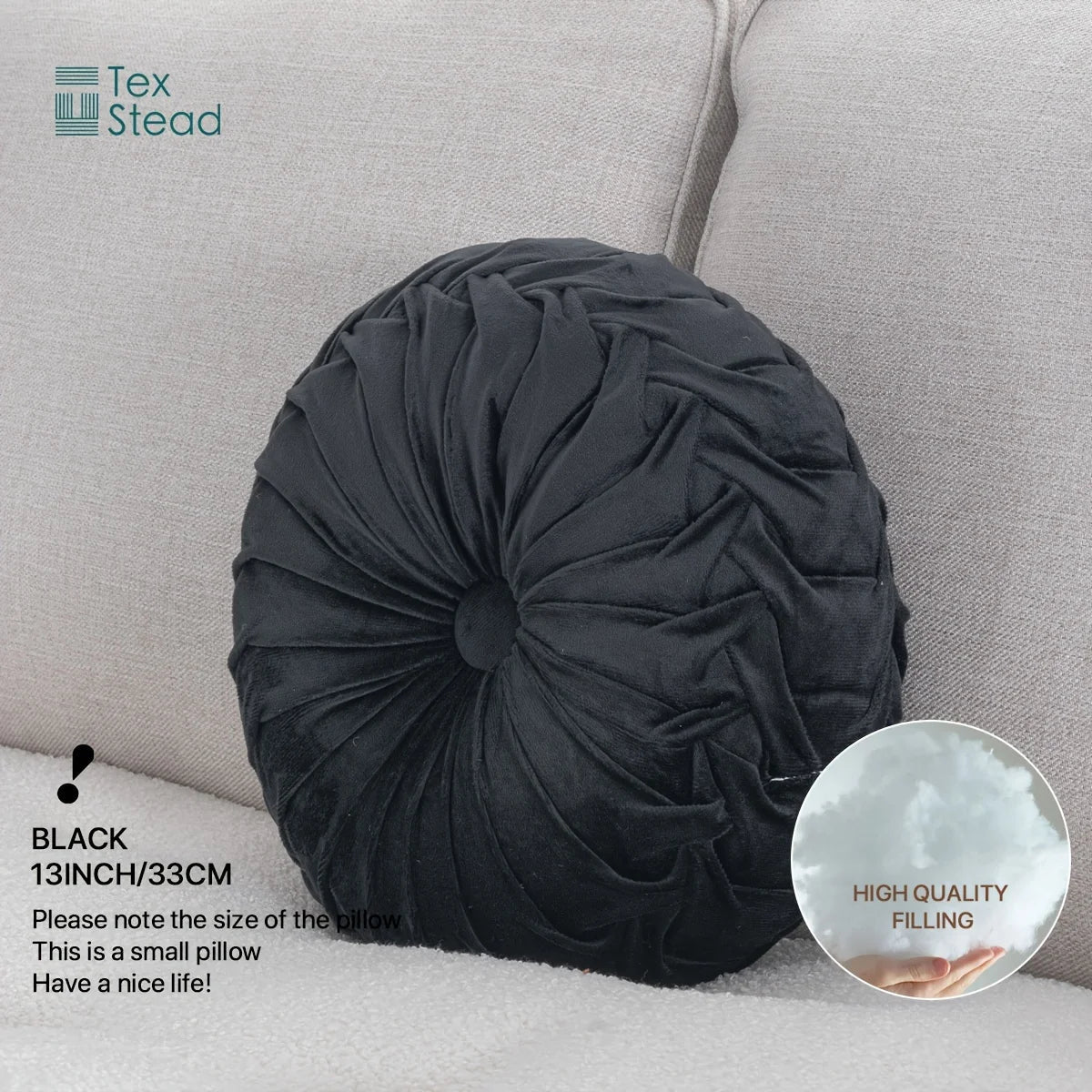 Decobites Velvet Pumpkin Round Cushion for Couch, Bed, Sofa, Chair - Decorative 3D Design