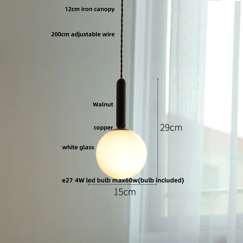 DecorBites™ Amber Glass LED Pendant Light - Modern Nordic Design with Iron Base