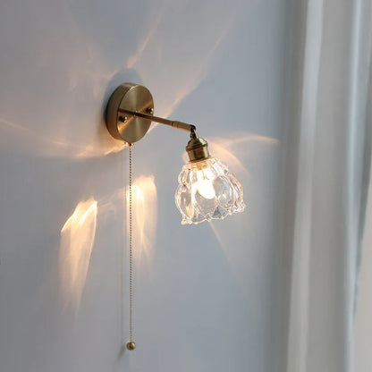 DecorBites™ Glass Base LED Wall Sconce, Pull Chain Switch, Modern Rotate Stair Light