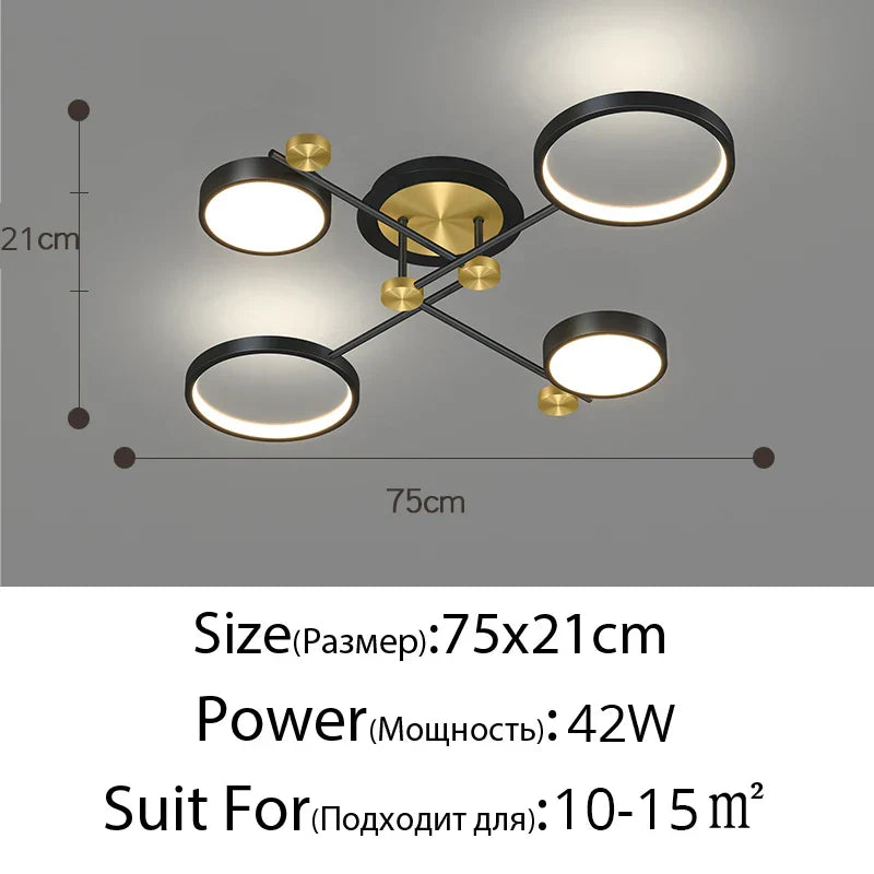 DecorBites™ Gold Frame LED Chandelier: Modern Lighting for Living Room, Bedroom - Indoor Fixture & Lustres