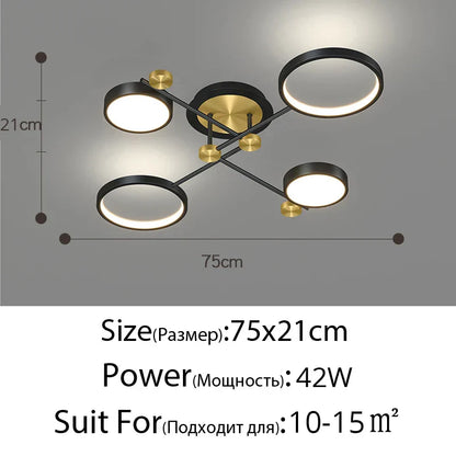 DecorBites™ Gold Frame LED Chandelier: Modern Lighting for Living Room, Bedroom - Indoor Fixture & Lustres