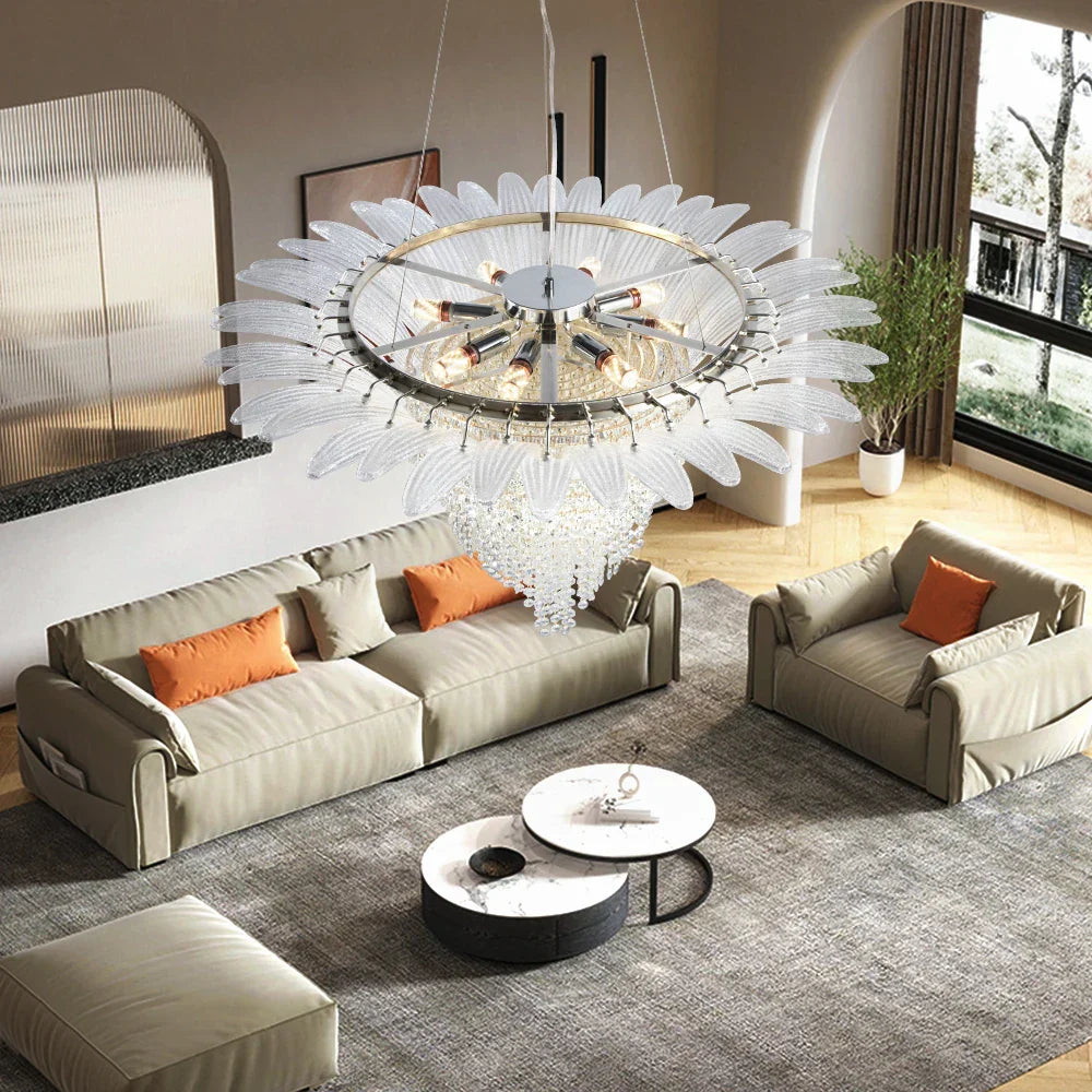 DecorBites™ Glazed Gold LED Chandelier for Living Room Clubhouse Villa