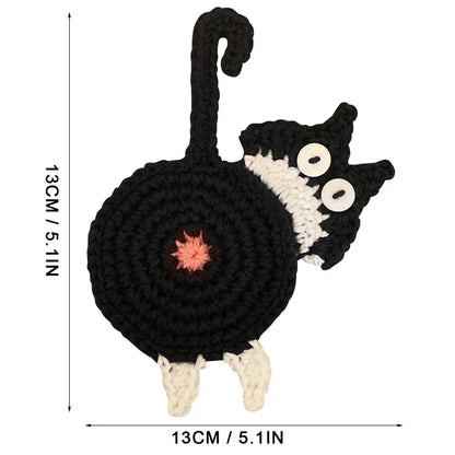 DecorBites™ Cat Butt Coasters: Handmade Funny Kitties Cup Mat - Set of 4