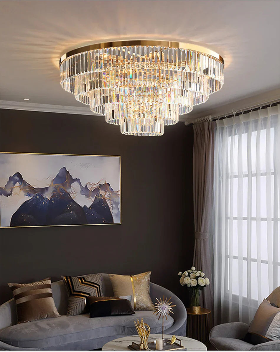 DecorBites™ Gold LED Crystal Ceiling Light: Luxury Home Decor Fixture