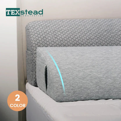 DecorBites™ Bed Wedge Pillow Memory Foam Mattress Gap Filler with 2 Large Side Pockets