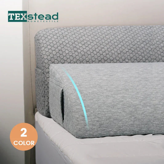 DecorBites™ Bed Wedge Pillow Memory Foam Mattress Gap Filler with 2 Large Side Pockets