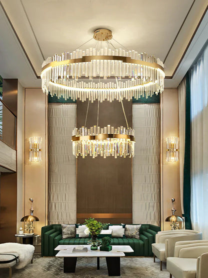 DecorBites™ Full Spectrum Gold Crystal Chandelier: Modern Luxury for Living Room, Bedroom, Dining Room