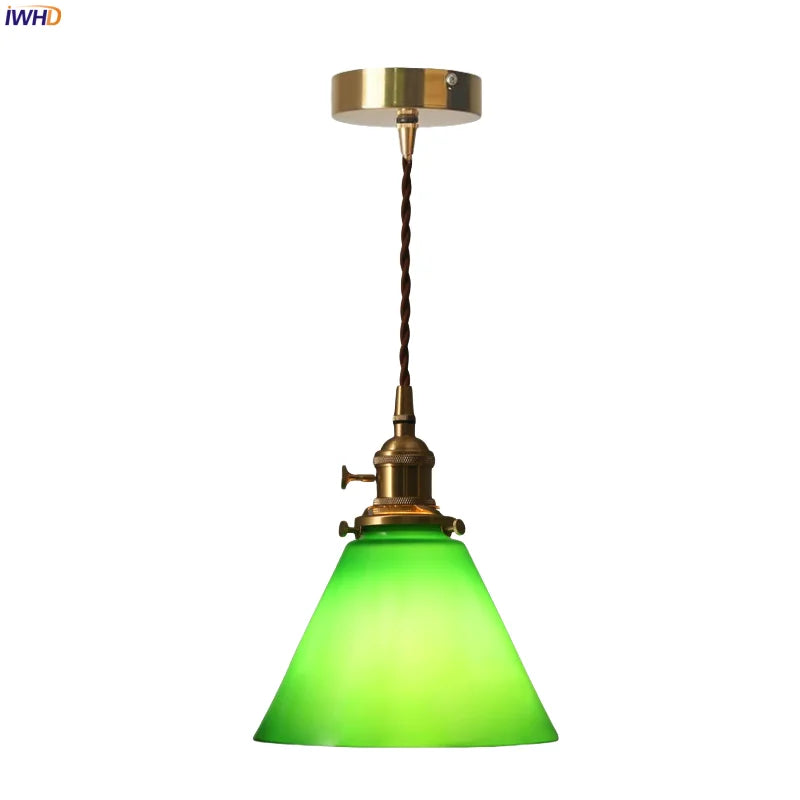 Decorbites™ Lámpara colgante LED de vidrio verde para decoración del hogar e iluminación de cafés