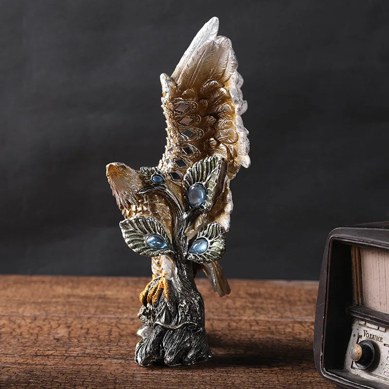 DecorBites™ Golden Eagle Resin Figurines for Home Office Feng Shui Decor