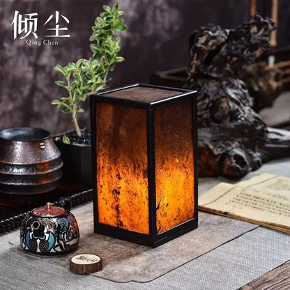 DecorBites™ Hedge Stone Candle Holder: Ancient Decorative Amber Table Lamp