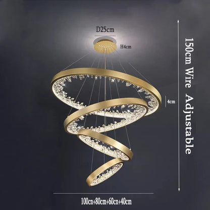 Lámpara colgante circular de cristal LED DecorBites™ - Iluminación moderna de lujo regulable