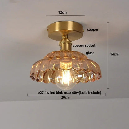 DecorBites™ Butterfly Glass LED Ceiling Light - Copper Socket, Creative Bedroom Decor