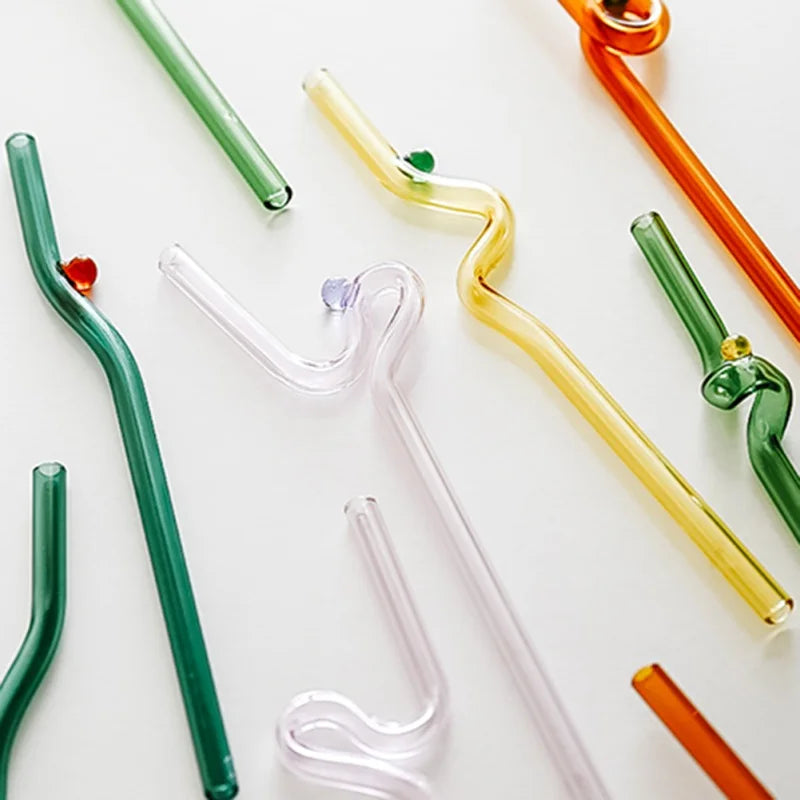 DecorBites™ Glass Straws: Reusable Heat-Resistant Long Drinking Straws, Wholesale for Milk Tea