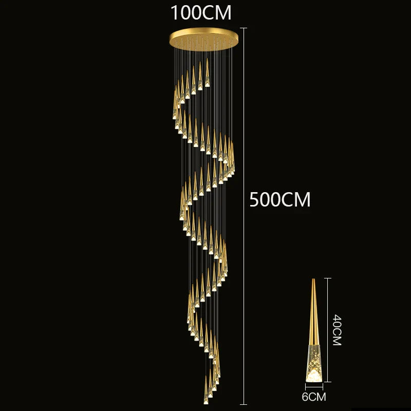 Modern Crystal Staircase Chandelier Pendant Light
