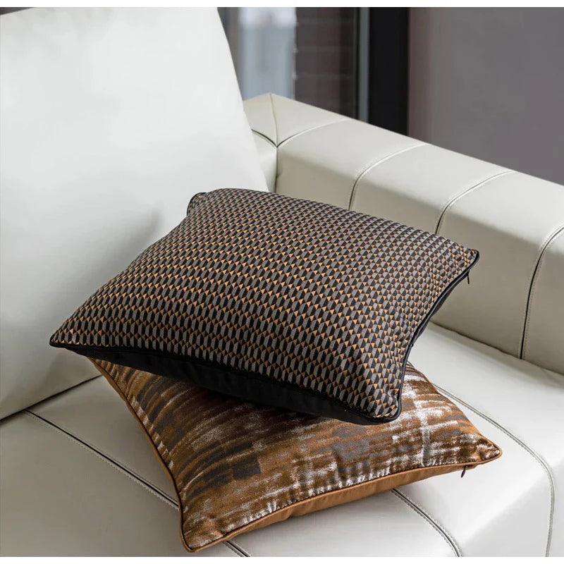 DecorBites™ Luxe Jacquard Cushion Covers - Brown Gold Coffee Color - 45x45cm