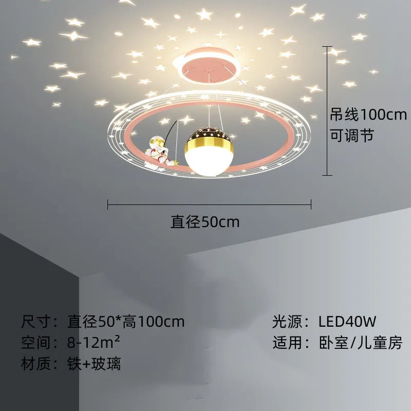 DecorBites™ Astronaut LED Chandeliers: Remote-controlled Ceiling Pendant for Children's Room, Boy's Study, Nursery