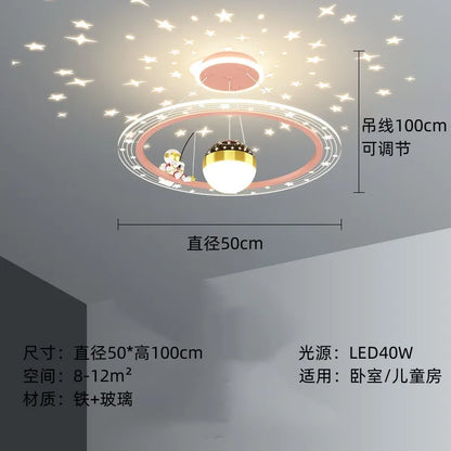 DecorBites™ Astronaut LED Chandeliers: Remote-controlled Ceiling Pendant for Children's Room, Boy's Study, Nursery