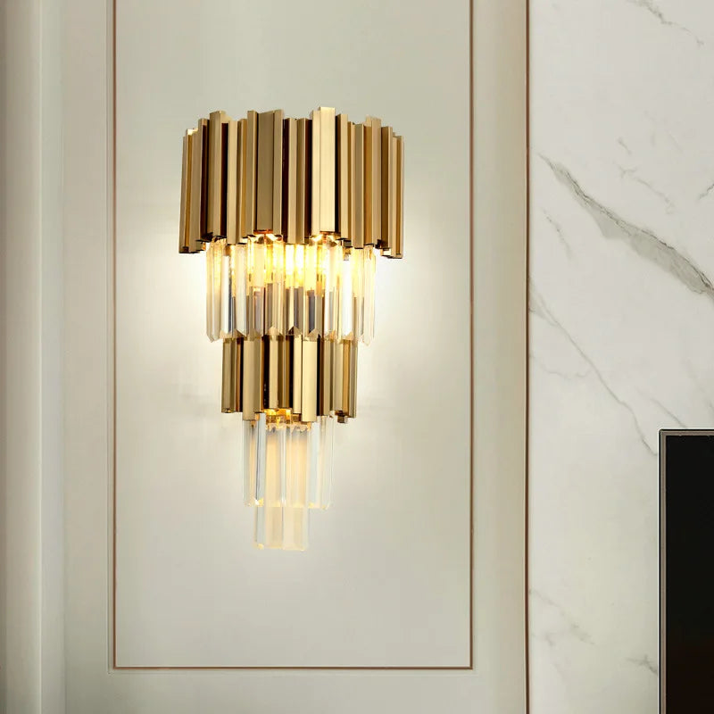 DecorBites™ Gold Crystal LED Wall Lights for Bedroom Living Room Home Decoration