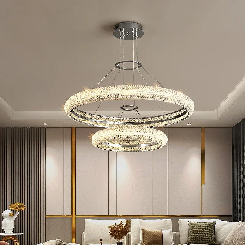 DecorBites™ Elegant Chrome Crystal Chandelier for Dining Room Living Room Bedroom Hallway