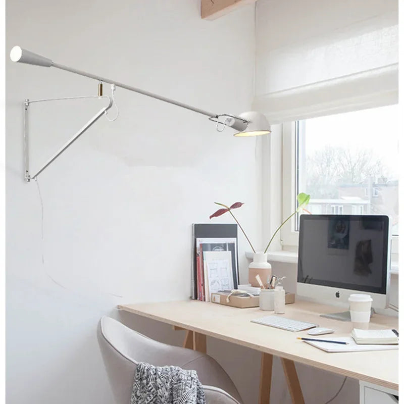 DecorBites™ Dimmable LED Wall Lamp, Rotating Long Pole, Swinging Black and White Industrial Design