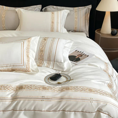 Decobites Luxury Gold Embroidery Hotel Style Bedding Set