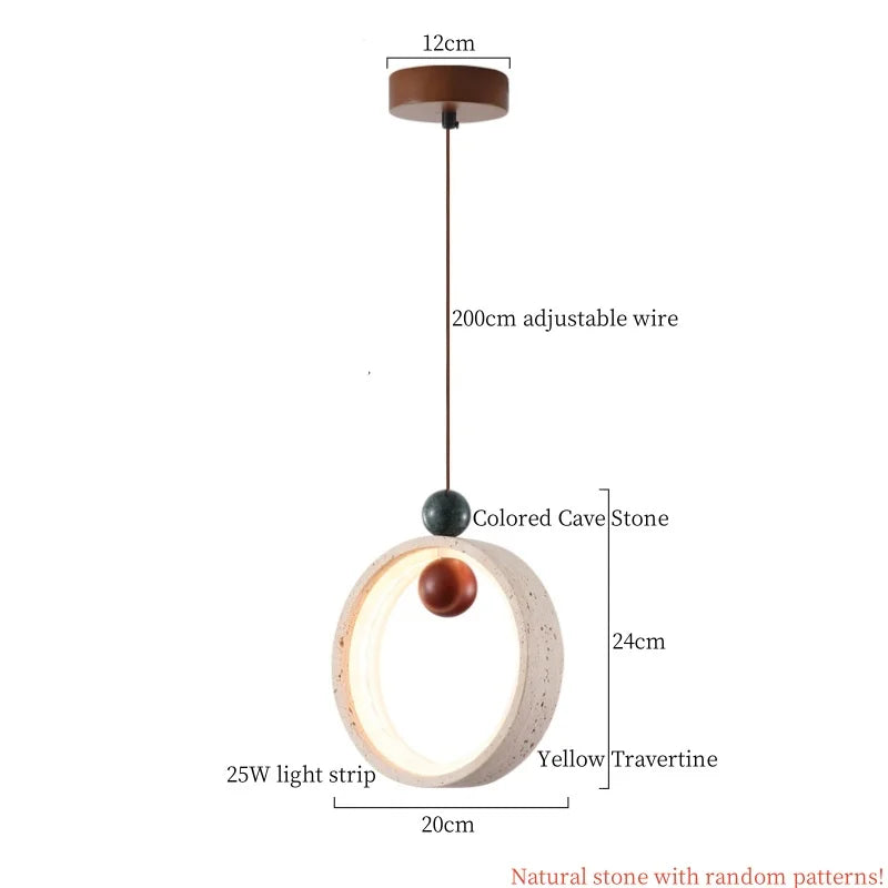 Travertine Stone Pendant Lamp Wabi Sabi Style