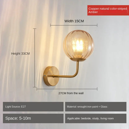 ديكوربايتس™ مصباح حائط LED على شكل كرة زجاجية: إضاءة شمعدانات ذهبية بسيطة بتصميم نورديك، تركيبات ديكور غرفة النوم