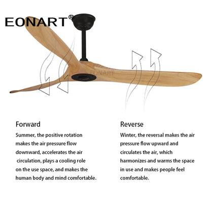 مروحة سقف ديكوربايتس™ 60 بوصة من الخشب الصلب بدون إضاءة وجهاز تحكم عن بعد