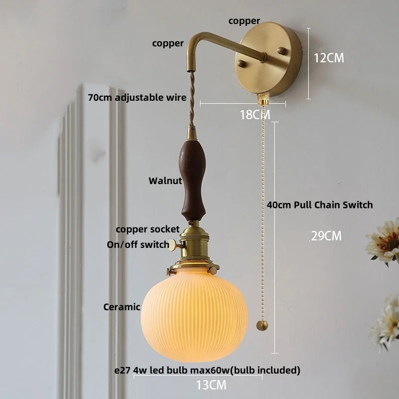 DecorBites™ Ceramic Knob Switch Wall Light by IWHD - Modern LED Sconce for Bedroom, Hallway & Bathroom