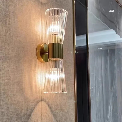 DecorBites™ Gold Crystal Glass Wall Sconce Light Fixture for Luxury Bedroom Decor