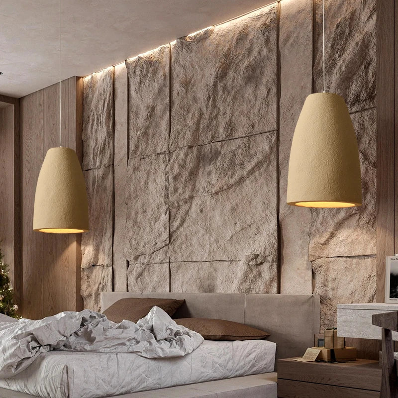 DecorBites™ LED Chandelier: Minimalist Cement Hanging Light for Bedroom and Living Room